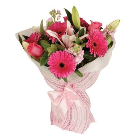 5 Gerberas, 5 Pink Roses with 1 Stem liliy product651