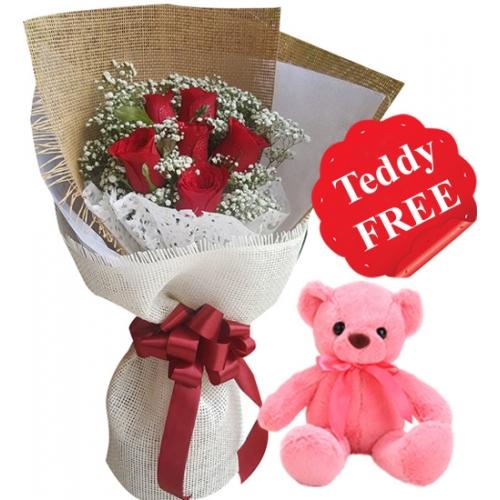 Red Roses with Free Teddy Bear product863