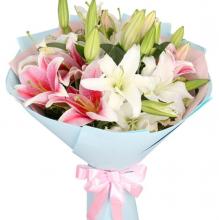 Pink and white lilies bouquet Pink and white lilies bouquet